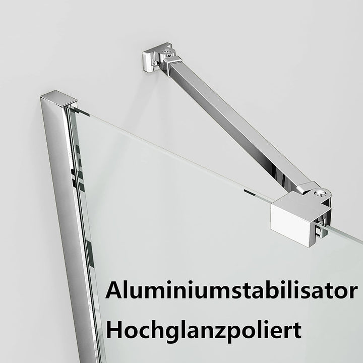 Walk in Duschwand 80x195 cm Walk in Dusche 6 mm Nano Sicherheitsglas Duschtrennwand mit Stabilisator