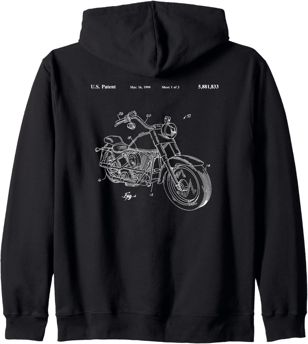 Classic Vintage Patent Print 1999 Motorbike Kapuzenjacke