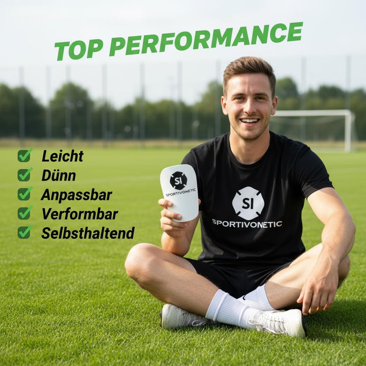 SPORTIVONETIC® High Performance Schienbeinschoner Anpassbar für Erwachsene & Kinder, Damen & Herren