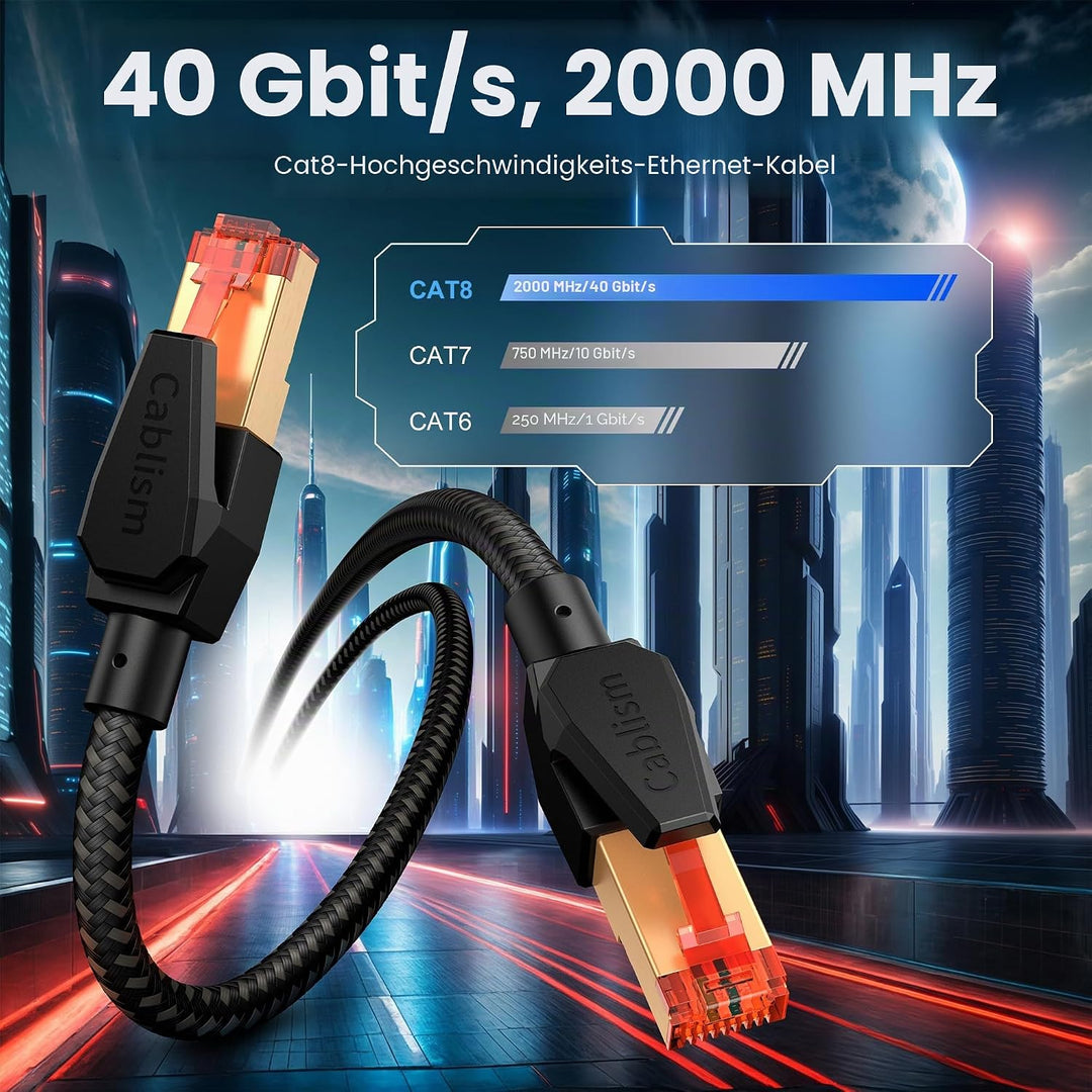 Cat 8 PatchKabel 1M-12Stück kurz,LAN Netzwerkkabel Ethernet RJ45 kabel 40Gbps 2000MHz Hohe Geschwind