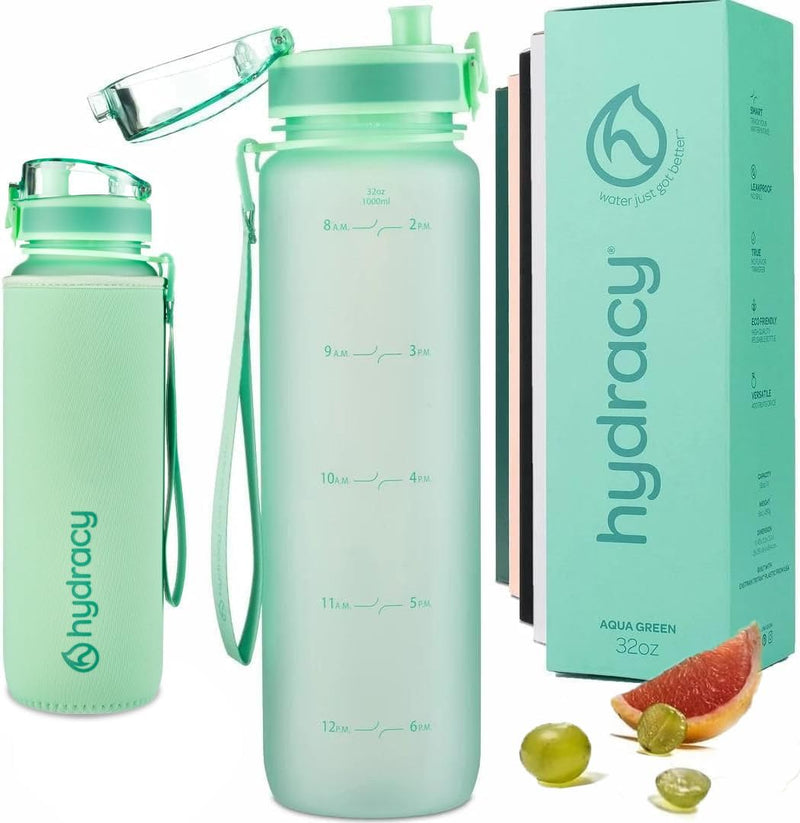 Hydracy Trinkflasche mit Fruchteinsatz - 1L Wasserflasche - BPA-freie Trinkflasche mit Zeitmarkierun