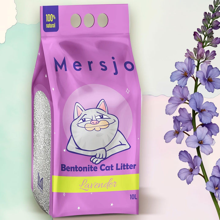 Lavender Bentonitstreu 10L – Natürliche Katzenstreu, Staubfrei, Starke Klumpenbildung, Hohe Feuchtig