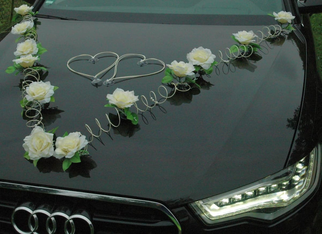 Marta Auto Schmuck Braut Paar Rose Deko Dekoration Autoschmuck Hochzeit Car Auto Wedding Deko PKW (E