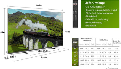 Philips Smart TV | 55PUS7608/12 | 139 cm (55 Zoll) 4K UHD LED Fernseher | 60 Hz | HDR | Dolby Vision