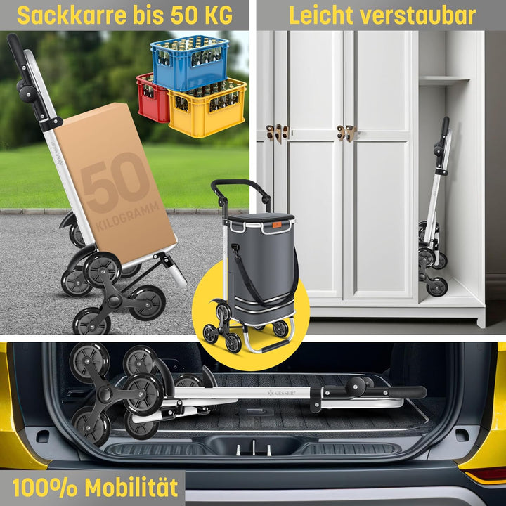 KESSER® Einkaufstrolley Treppensteiger mit Kühlfach klappbar mit 56L Kapazität und belastbar bis 50k