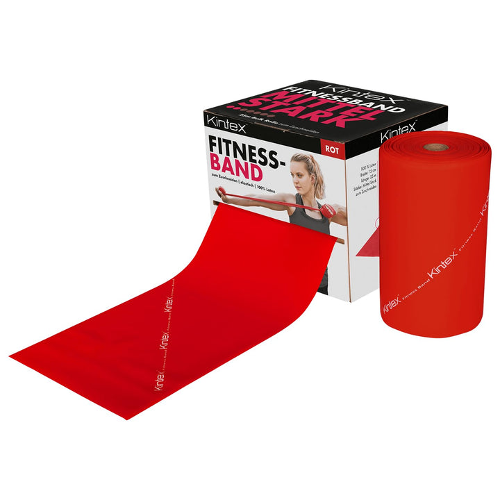 Kintex Fitnessband Bulk Rolle 25m, verschiedene Stärken, Gymnastik-Band, Widerstands-Band Rot