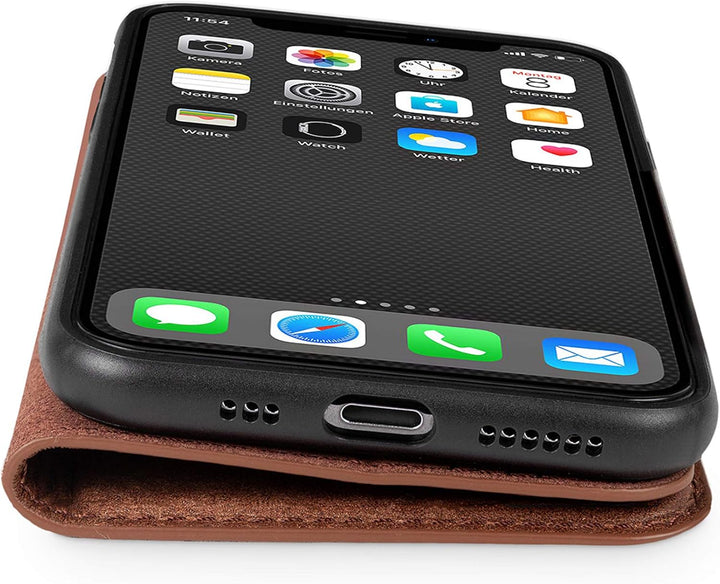 WIIUKA Echt Ledertasche - TRAVEL Nature - Hülle für Apple iPhone 11 Pro - ITALIENISCHES Leder - Vint