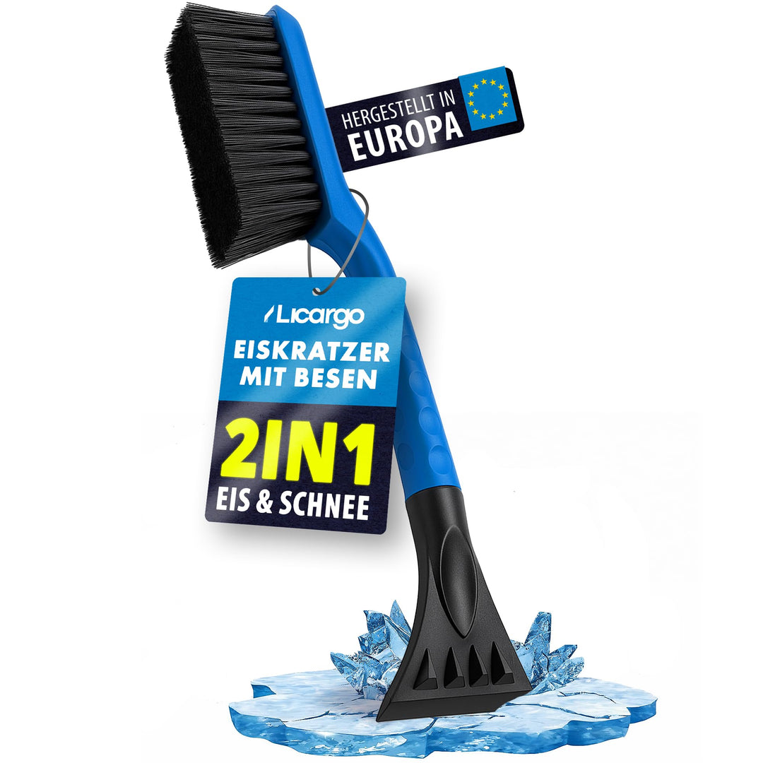 LICARGO Eiskratzer Auto mit Besen 41cm - Stabil, Lang & lackschonend | Made IN EU | 2in1 Schneebesen