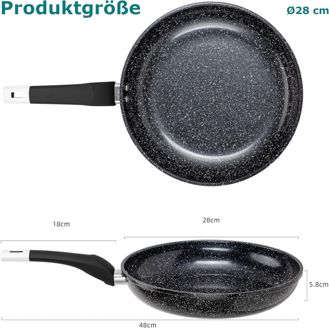 EliteHoff Pfanne Induktion, Bratpfanne mit Antihaftbeschichtung, Geeignet für alle Herdarten, Granit