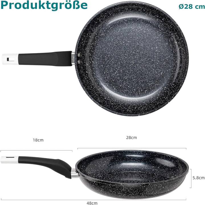 EliteHoff Pfanne Induktion, Bratpfanne mit Antihaftbeschichtung, Geeignet für alle Herdarten, Granit