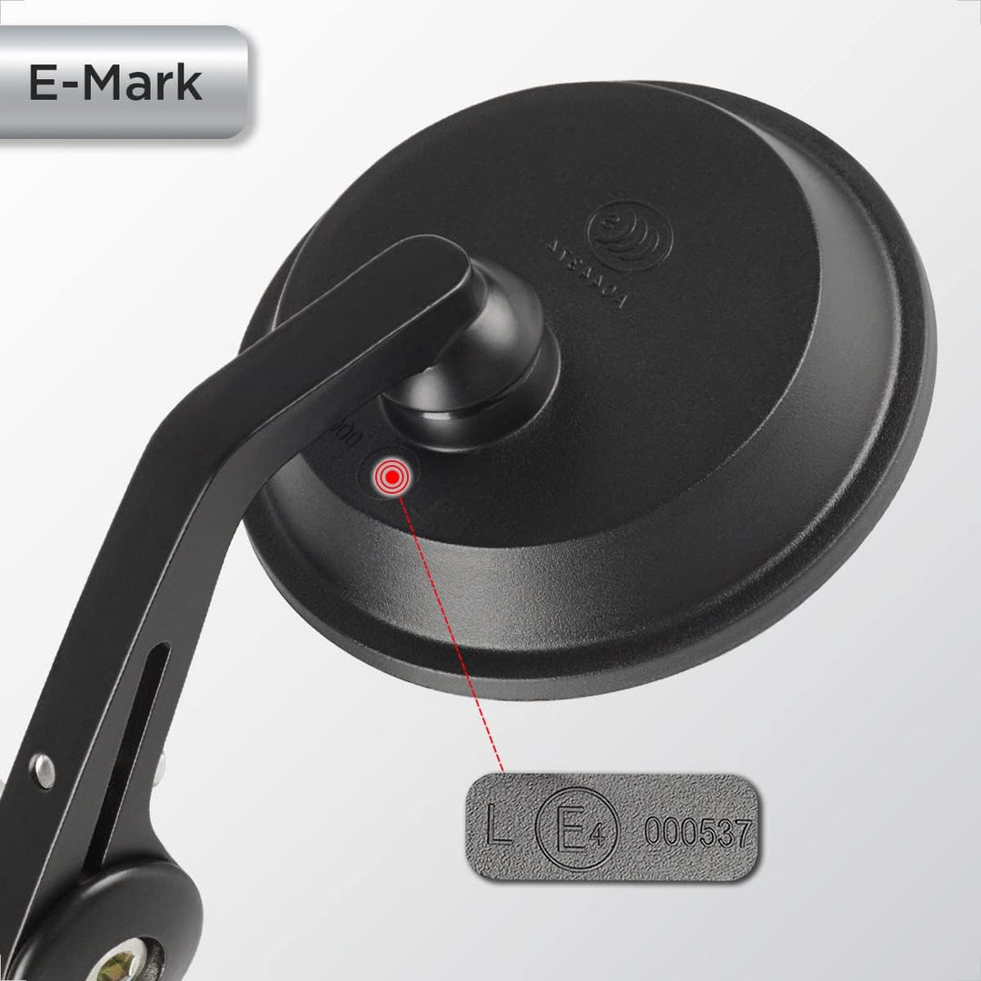 Evermotor Universal Motorrad Runde Rückspiegel Lenkerspiegel Spiegel Set E-Geprüft E-Mark Quad Rolle