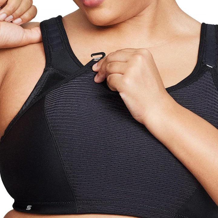 Glamorise Damen Sports Bra, 254 cm 75B Einfarbig Schwarz, 75B Einfarbig Schwarz