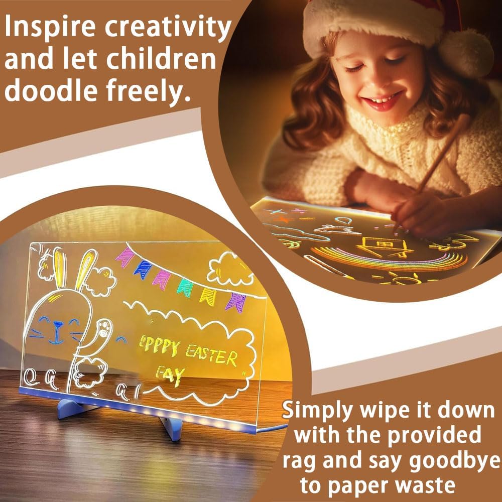 Leuchtendes Led Zeichenbrett für Kinder,2 Leuchtendes Zeichenbrett,Led Maltafel kinder,led maltafel
