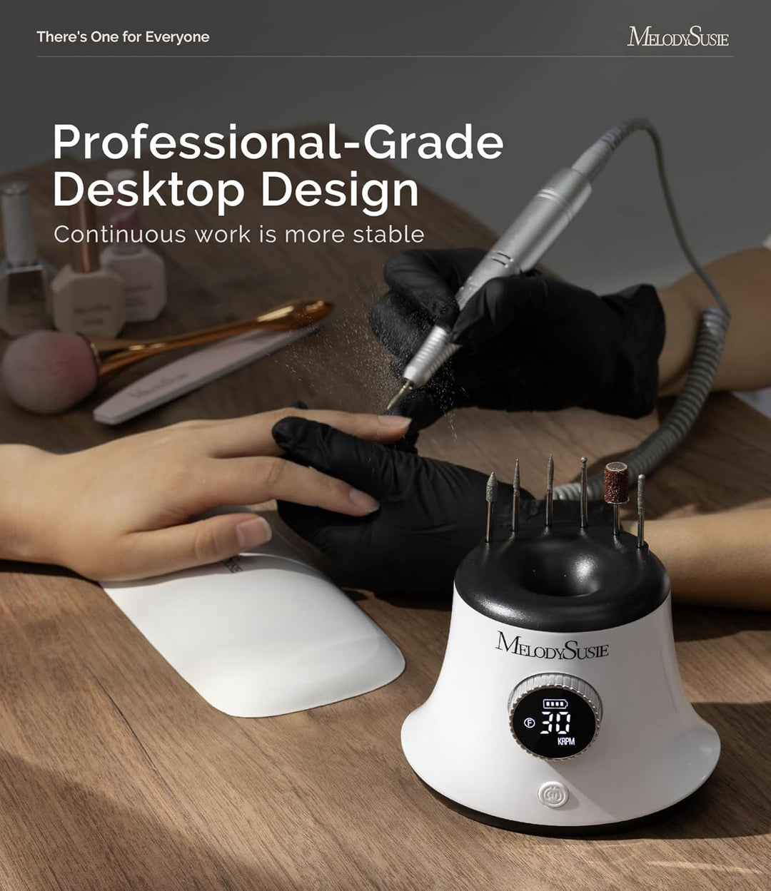 MelodySusie Elektrischer Nagelfräser, SC320G 30000U/MIN Professionelles Nagelfeilen-Bit & Schleifbän