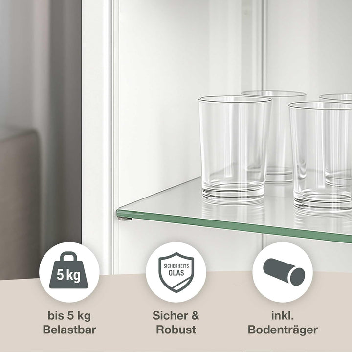 K-Möbel ESG Glasböden 4-er Set - Erweiterungsset für Glasvitrine 1083AL