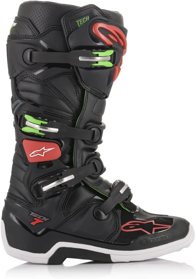 Alpinestars Motocross-Stiefel Tech 7 Schwarz/Rot/Grün 52 EU Schwarz, 52 EU Schwarz
