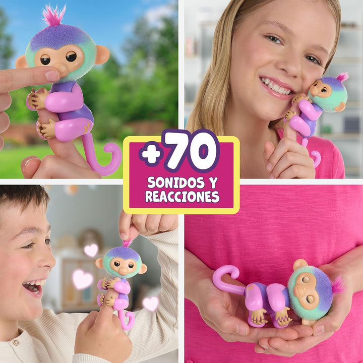 Bizak Fingerlings Magic Colors Norah, interaktives Multicolor-Haustier mit +70 Geräuschen und Bewegu