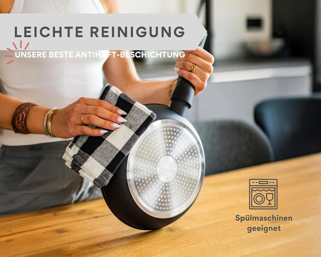 Bratpfanne 28cm Induktion – Antihaft Beschichtete grosse Universalpfanne für alle Herdarten - Sicher
