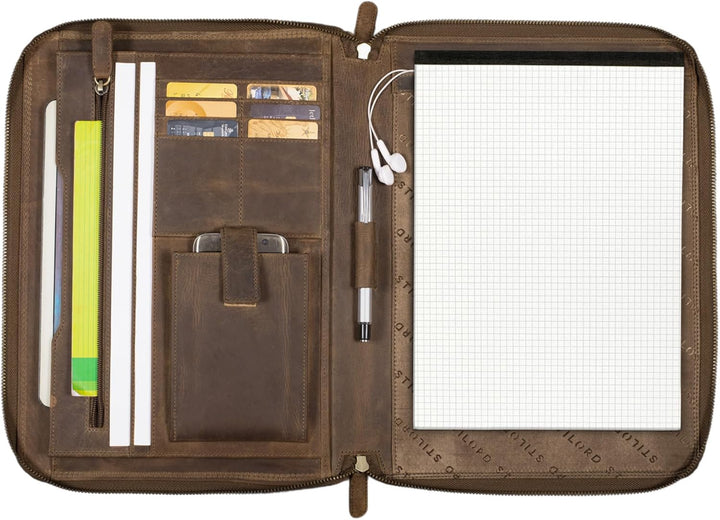 STILORD 'Ferris' Vintage Leder Dokumentenmappe - Perfekt für Arbeit, Büro & Meetings - Konferenzmapp