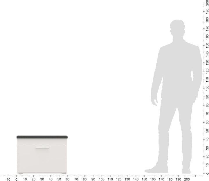 KOMTO Schuhbank mit Sitzfläche Weiss – Schuhschrank mit Sitzbank, Schuhbank mit Klappe, Schuhregal m