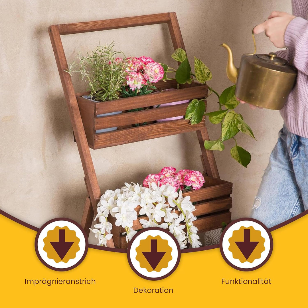 ECODECO Hochbeete für Garten Pflanzenregal aus Holz | Kaskadierendes Blumentreppe für Outdoor Indoor