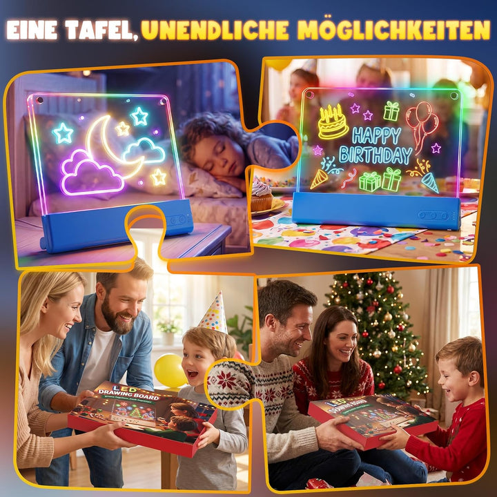 LED Zeichenbrett Kinder, Maltafel für Kinder mit Doppeltafel (Blau), Blau