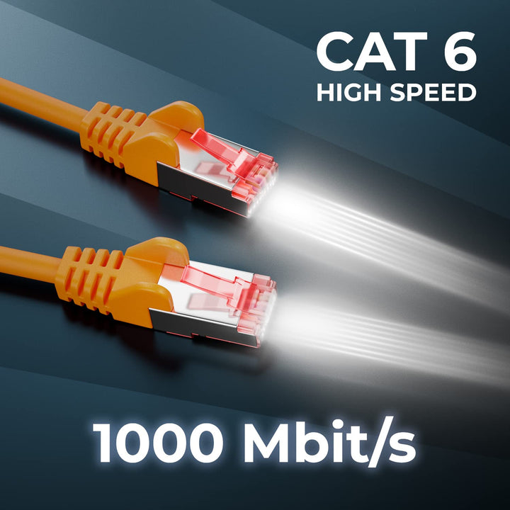 deleyCON 50m CAT6 Patchkabel S/FTP PIMF Schirmung CAT-6 RJ45 LAN DSL Netzwerkkabel Ethernetkabel Swi