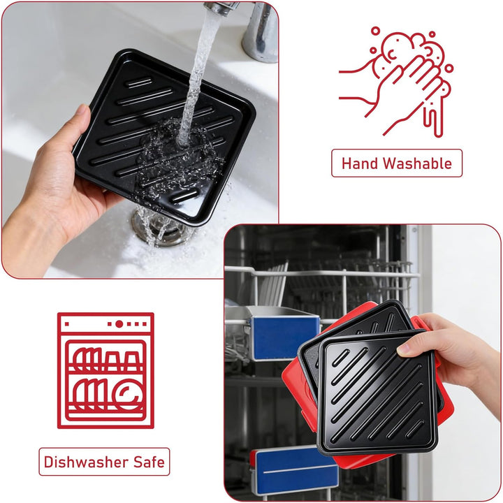 Sandwichmaker Mikrowellen, Silikon Sandwichtoaster 16 x 16 cm, Kontaktgrill Abnehmbare Platten und S