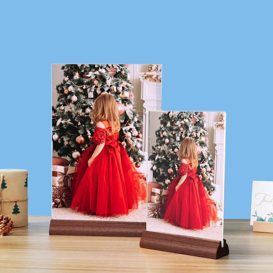 Srvnpioy 8 Stück A4 Aufsteller Holz, Tischaufsteller A4 Ständer aus Acryl und Holz, Plexiglas Werbea