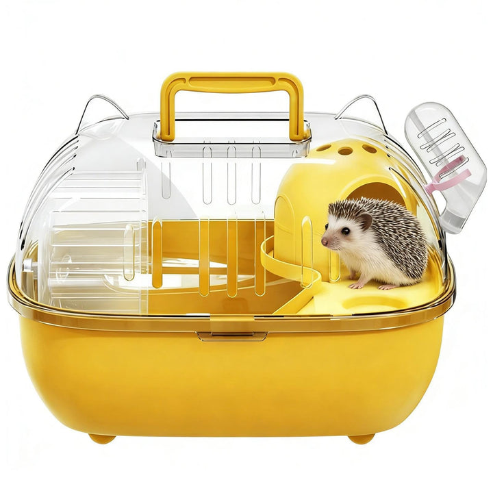 Reise-Hamsterkäfig, tragbare Hamster-Tragetasche, kleine Haustier-Reisetasche mit transparenter Ober