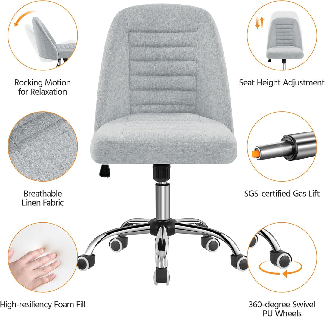 Yaheetech Bürostuhl Schreibtischstuhl Ergonomisch Gepolstert Stoff Drehstuhl mit Rollen Arbeitshocke