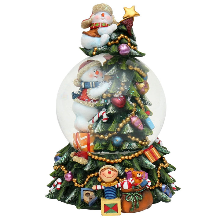 Dekohelden24 XL Schneekugel, Tannenbaum mit Spielwerk 500393 Schneemänner Masse H/B/Kugel: ca. 18 x