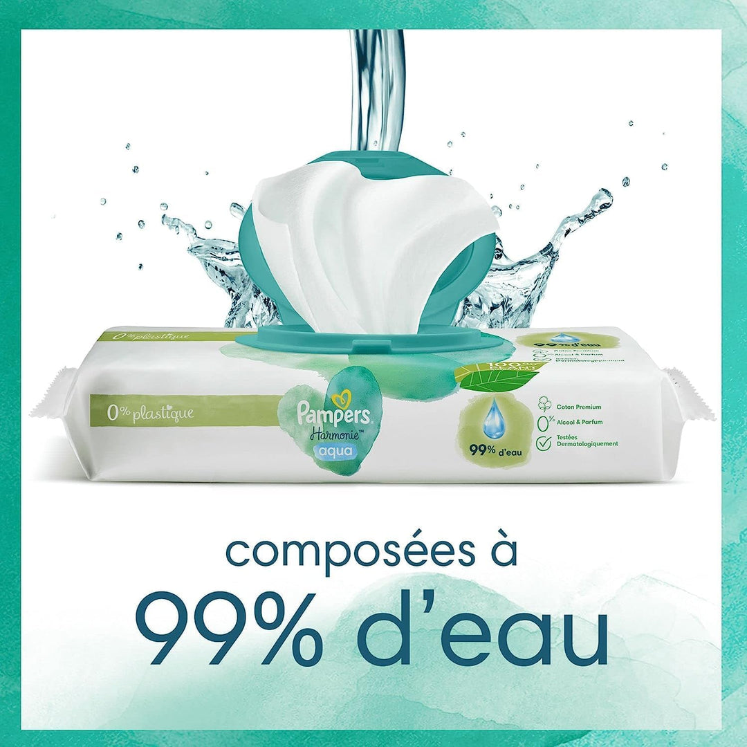 Pampers Babytücher Aqua Harmonie, 0 %, 672 Tücher, 14 Packungen mit 48 Tüchern