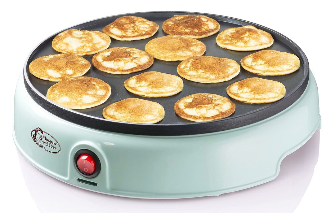 Bestron Poffertjes Maker im Retro Design, Mini Crepe's, Holländische Spezialität, Pfannkuchenautomat