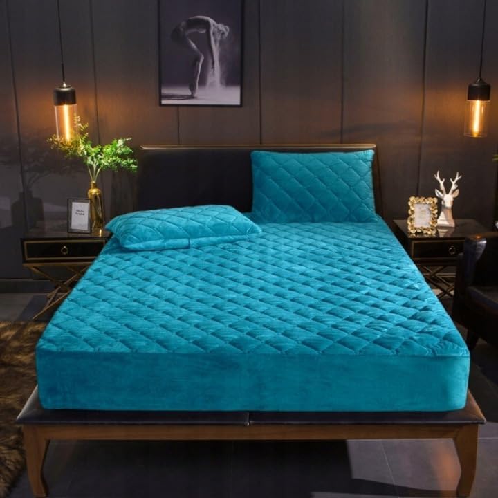 Matratzenbezug 160x200 cm Wasserdicht – Velours Matratzenschoner mit Rundumgummi, Elastisch, Atmungs