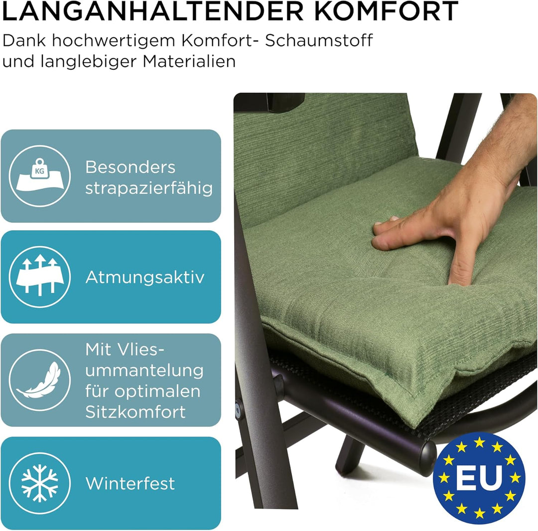 gardisun Gartenstuhlauflagen Hochlehner mit Kopfteil I Extra Dicke Sitzauflagen I Made in Europe I P