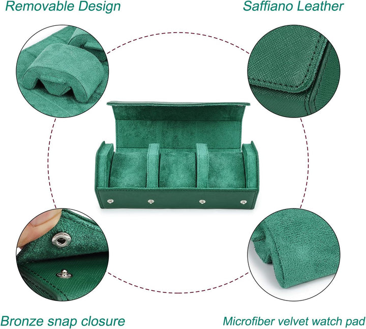 Hiram Hexagon Uhr Roll Case Leder Sechseck 3 Uhr Travel Case Uhren Aufbewahrungsbox Schutz Organizer