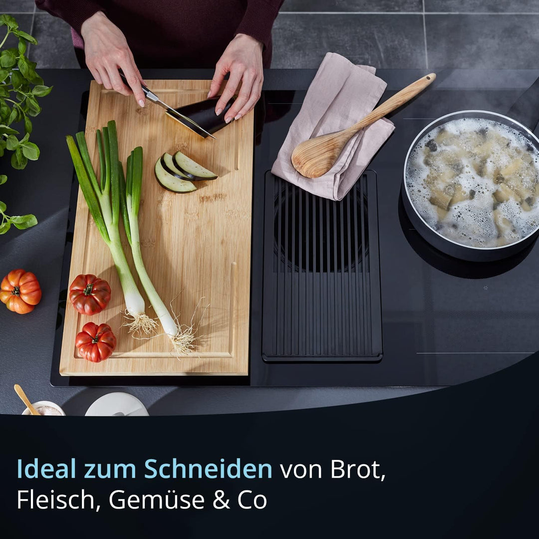 KHG Herdabdeckplatten Bambus 2er-Set je 50x28 cm Holz braun, Kochfeld-Abdeckung für alle Herdarten i