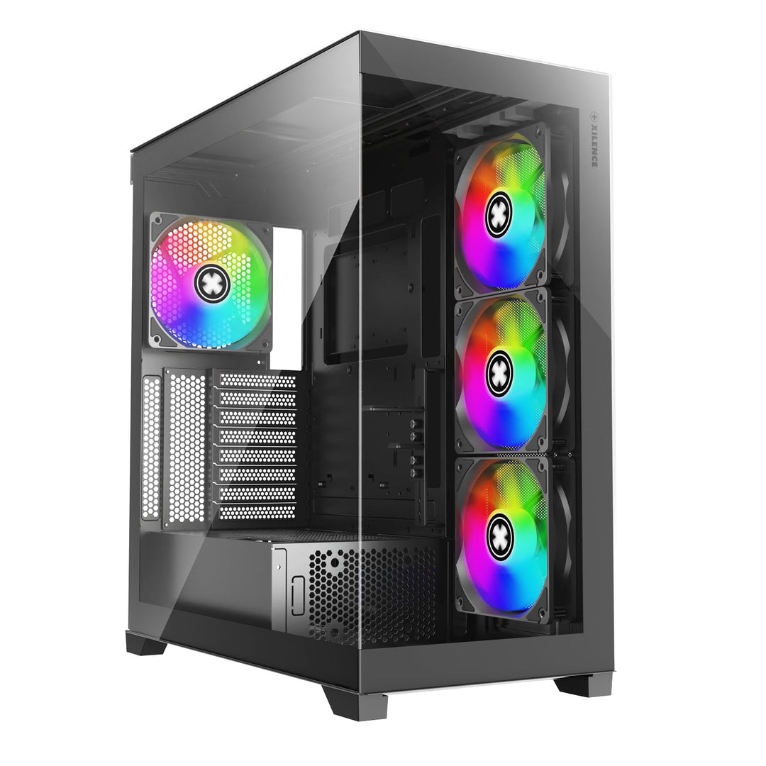 Xilence X818.ARGB XILENT Gleam Gaming PC Gehäuse, 4X 140mm ARGB Lüfter, ATX Midi Tower Case, Aquariu