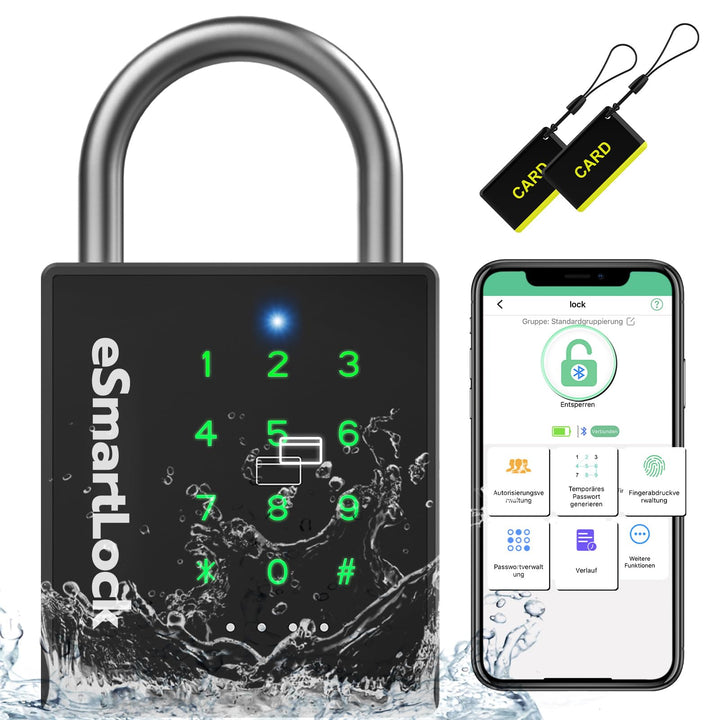 Anweller Biometrisches Schloss,Bluetooth schlösser mit code und RFID,Wetterfester Vorhängeschloss mi