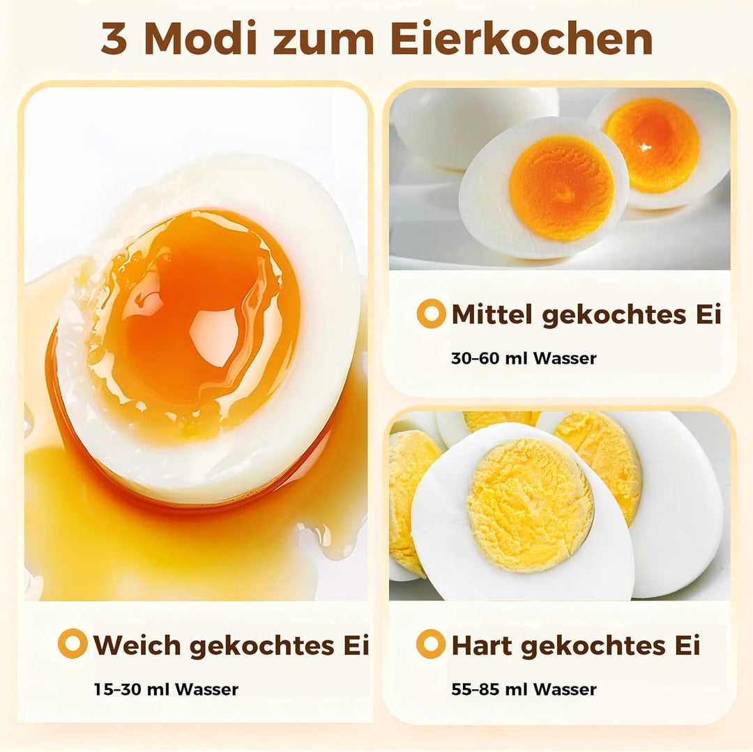 YASHE Eierkocher, elektrischer Eierkocher für 7 Eier für hart, mittel und weich gekochte Eier, mit M