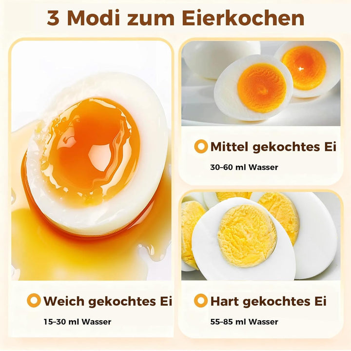 YASHE Eierkocher, elektrischer Eierkocher für 7 Eier für hart, mittel und weich gekochte Eier, mit M