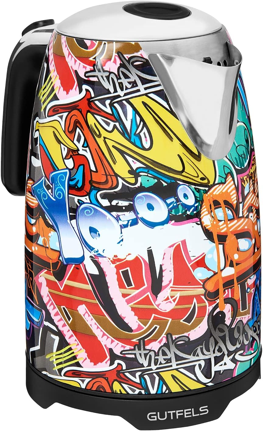 GUTFELS Wasserkocher WATER 3010 G | Elektrischer Wasserkocher 1,7 Liter Graffiti-Style | 2200 Watt |