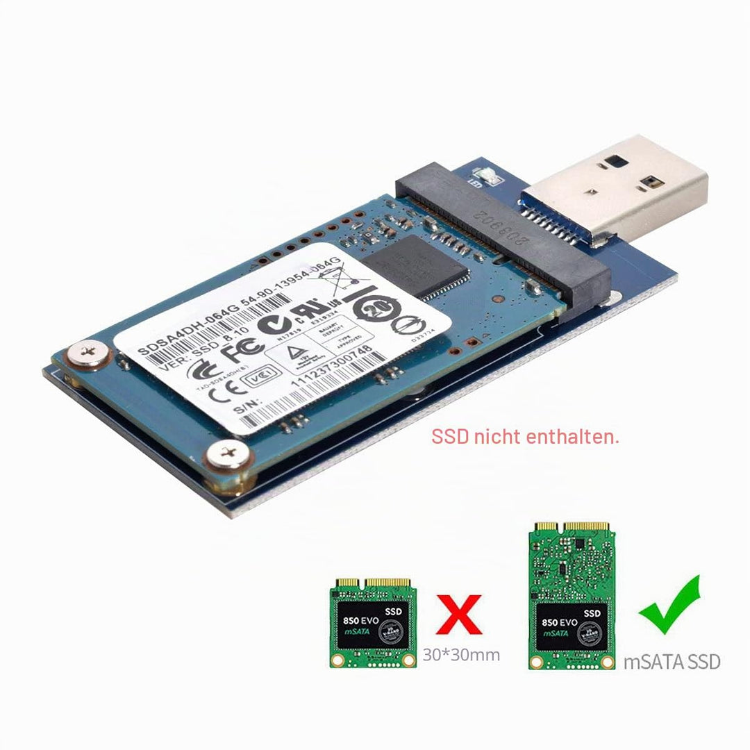 Cablecc Mini-PCI-E mSATA auf USB 3.0 Externe SSD PCBA-Konverter/Adapterkarte mit Gehäuse MSATA TO US