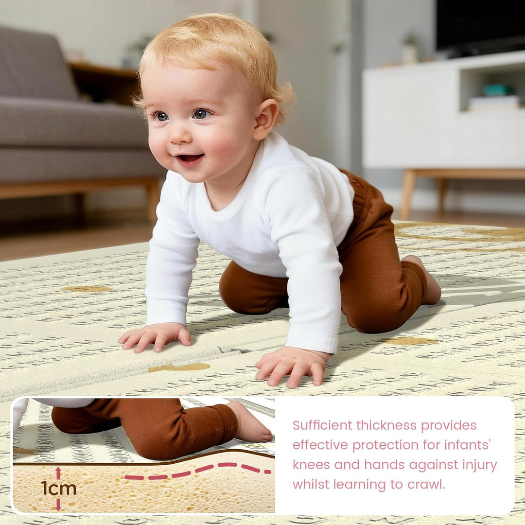 Krabbelmatte 180x120cm – Baby Spielmatte doppelseitig, Krabbeldecke aus XPE 1cm, faltbar, wasserdich