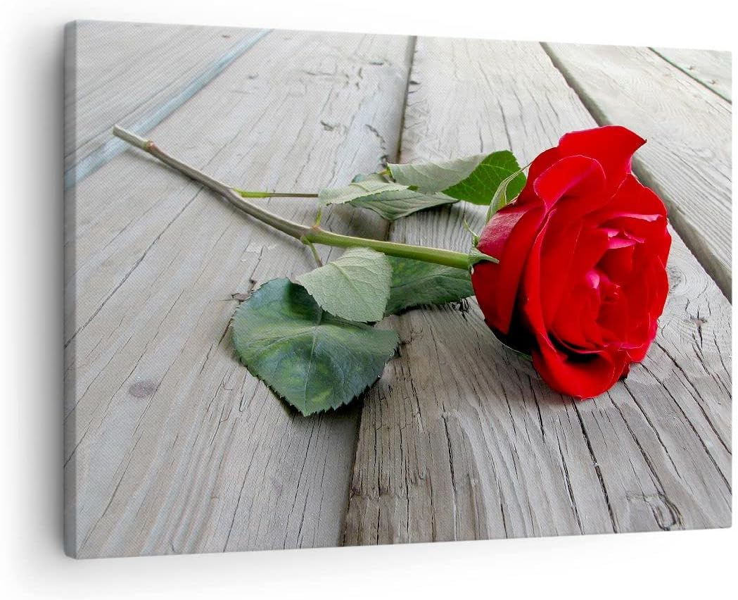 Bilder auf Leinwand Blume Holz Pflanze Leinwandbild mit Rahmen 70x50cm Wandbilder Dekoration Wohnzim