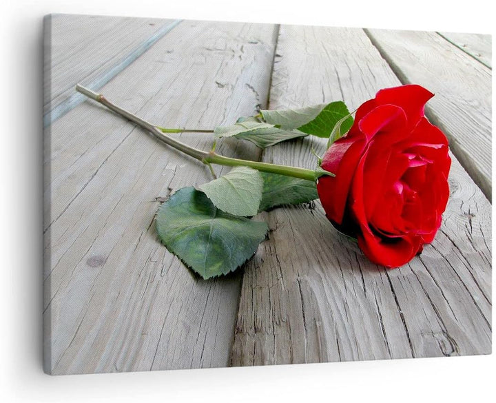 Bilder auf Leinwand Blume Holz Pflanze Leinwandbild mit Rahmen 70x50cm Wandbilder Dekoration Wohnzim