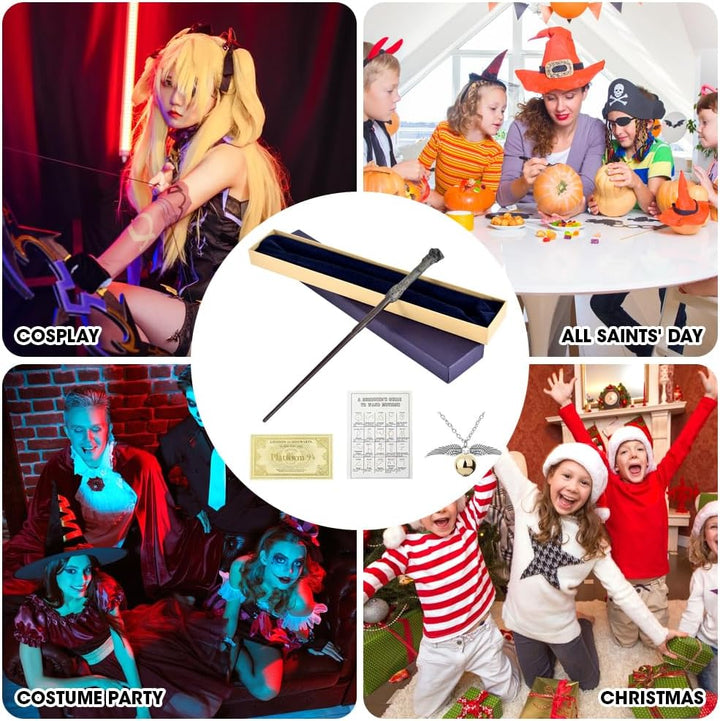 Zauberstab HPotter, Luxus Zauberstab mit Stahlkern, 37CM Elderstab Harry aus Stahlkern und Harz mit