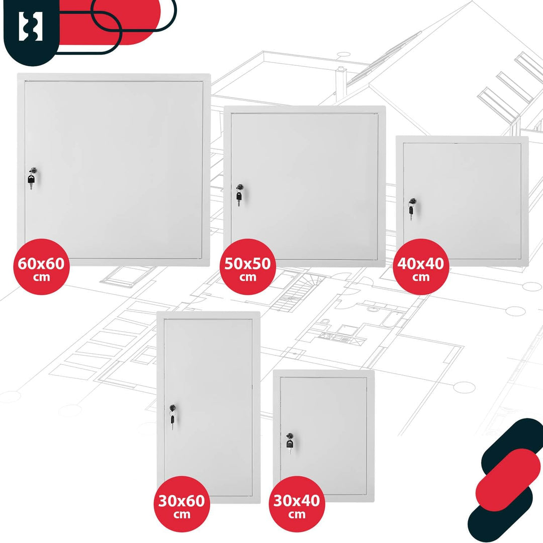 KOTARBAU® Revisionsklappe 40 x 40 cm Trockenbau Revisionstür mit Schlüsselschloss Sicherungskasten U