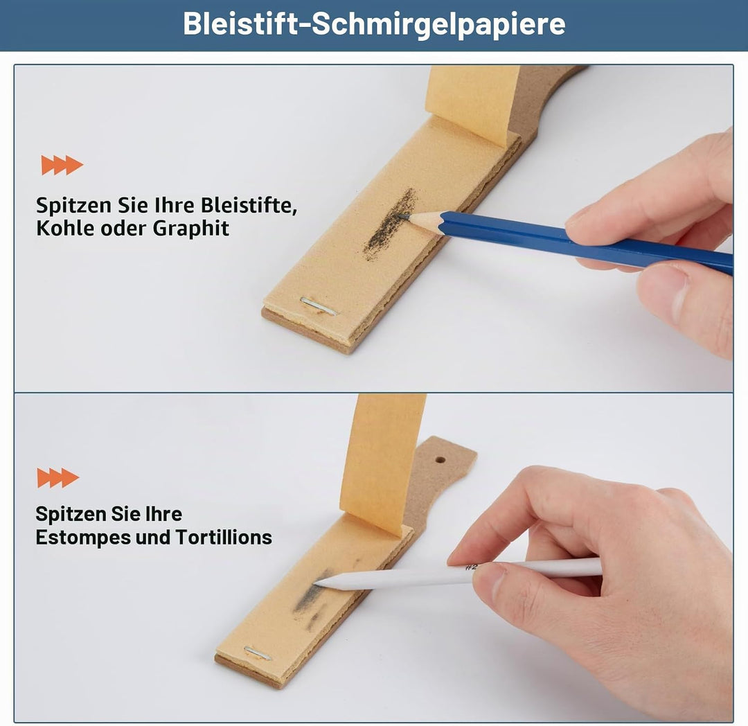 AGPTEK 48 PCS Sketch Drawing Tools, 20 Blending Stümpfe Set mit 2 Sandpapier Bleistiftspitzer, Bleis